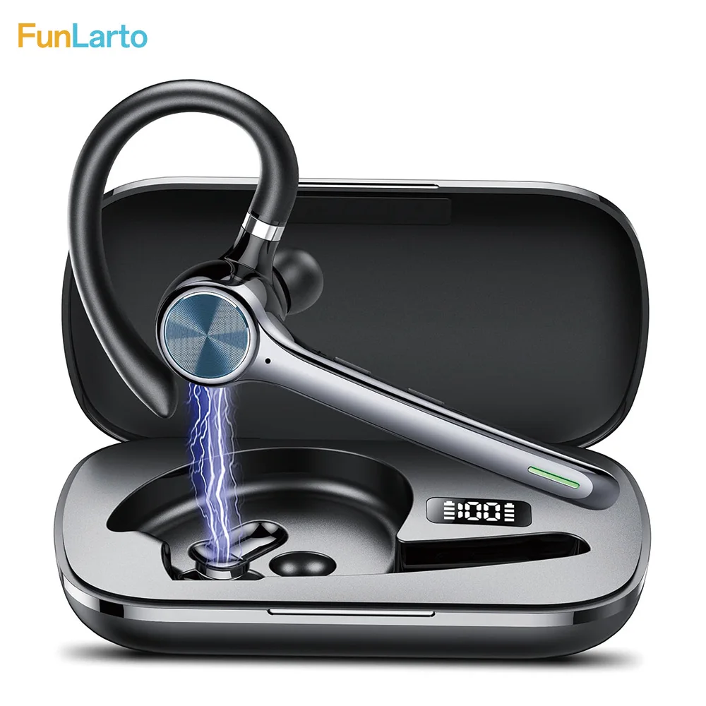 

Беспроводная Bluetooth-гарнитура, наушник с одним ухом и микрофоном с шумоподавлением ENC, время разговора, светодиодный дисплей, IP7, водонепроницаемый ключ отключения звука