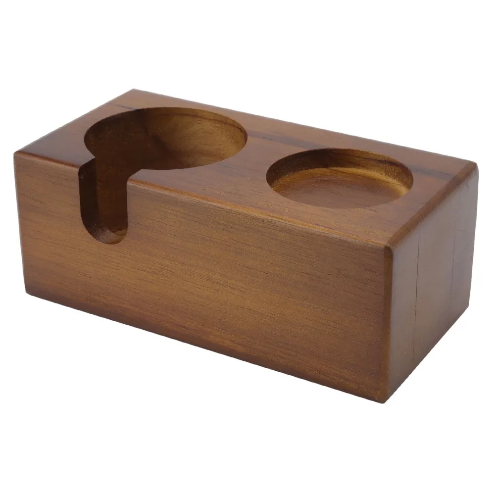 

Solid Beech Wood Coffee Tamper Stand 51-58mm Compatibility 2-Hole Design Coffee Tamping Station Brown Color