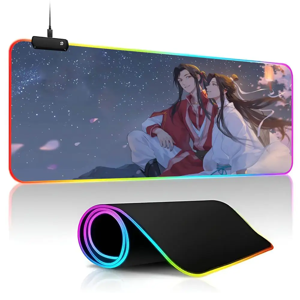 Heaven Official s Blessing Mouse Pad Gamer RGB Deskmat Keyboard Mat Gaming Laptops LED Mousepad Desk Protector Anime Mause Mats