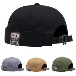 Short Fashion Hat Women Trend New Retro Brimless Melon Skin Hat Fashion Versatile Hat Men Street Hip Hop Cap Without Visor