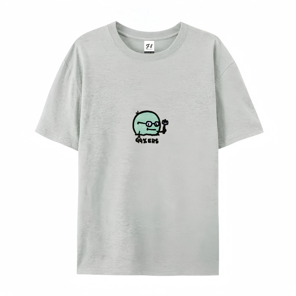 تي شيرت قطني Y2K للرجال برسومات كرتونية خضراء نص المشاهير شارع فيبي أبيض فضفاض TopY2K Street FlairTrendy Comfort