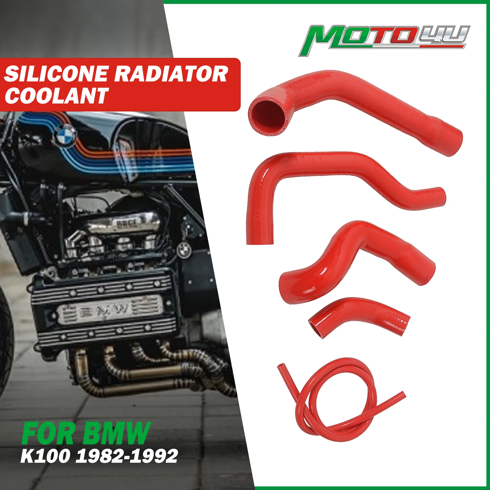 

MOTO4U For BMW K100 1982-1992 1991 1990 1989 1988 Silicone Radiator Coolant New Hoses Kit Motorcycle Cafe Racer Scrambler Custom