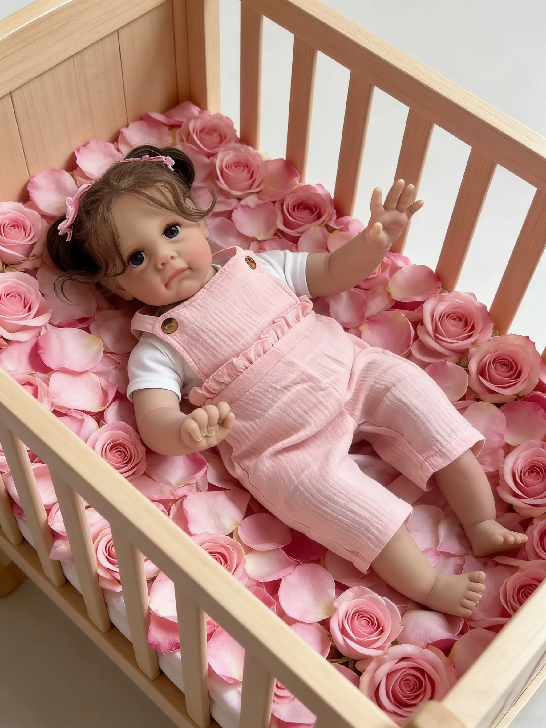    22 inch pasgeboren Maggi levensechte peuter herboren pop zachte doek lichaam meerdere lagen schilderen met zichtbare aderen handwortelhaar