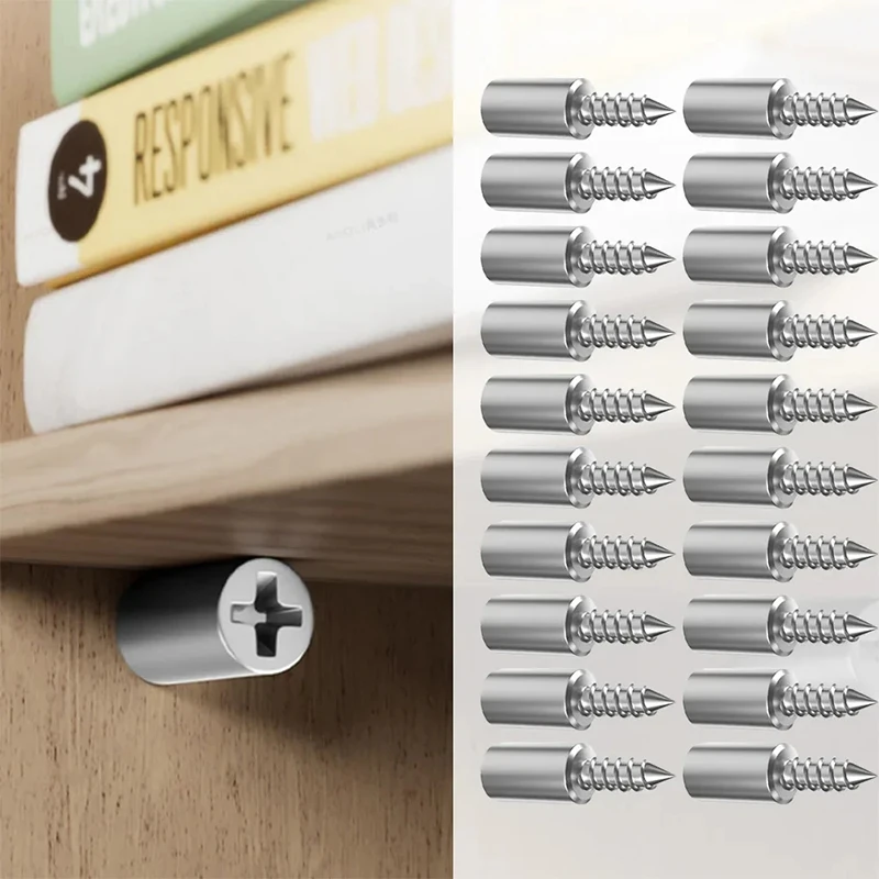 For Wooden Cabinets Wardrobes 20pcs Self Tapping Screws Cabinet Bracket Laminate Support Glass Studs Pegs Nonslip Partition Nail