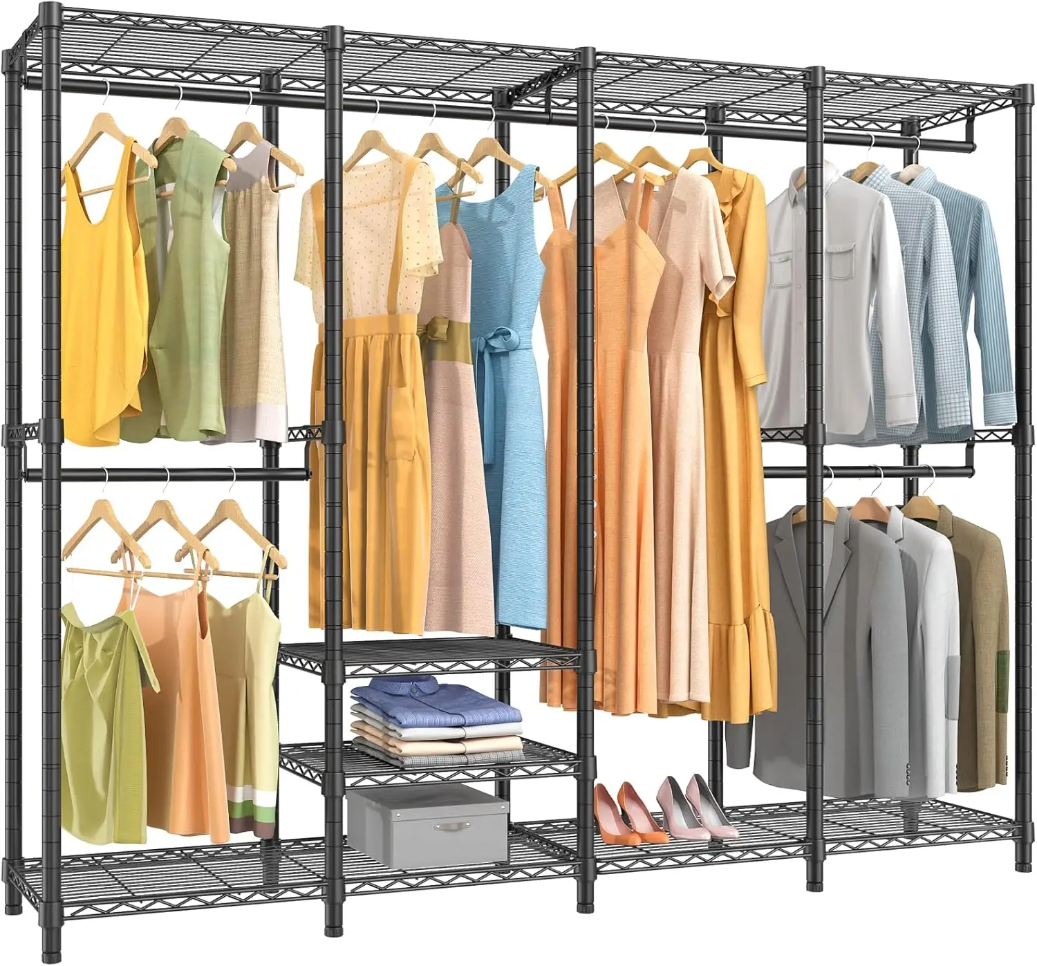 

V40 Wire Garment Ra Heavy Duty Clothes Ra For Hanging Clothes, Multi-Functional Bedroom Clothing Ra Freestanding Closet