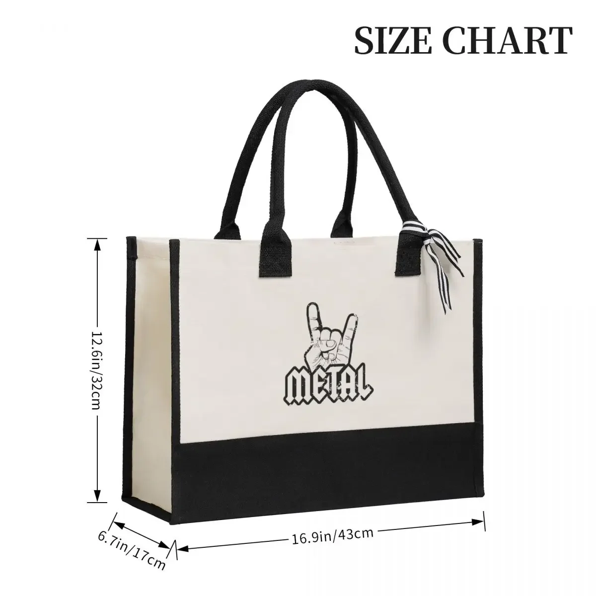 Grande capacidade Canvas Gift Bag, Metalhead diabo chifres, Festival Band, personalizável, presentes de qualidade