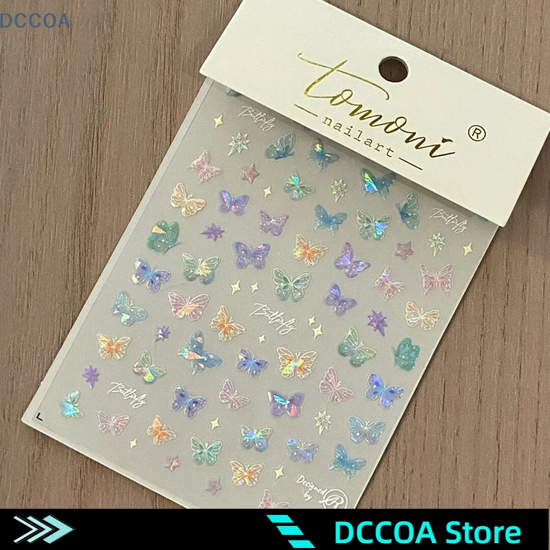 Colorful Butterfly Fairy Stickers Delicate Butterfly Wing Streamer Laser Stickers Advanced Embossed Art Stickers