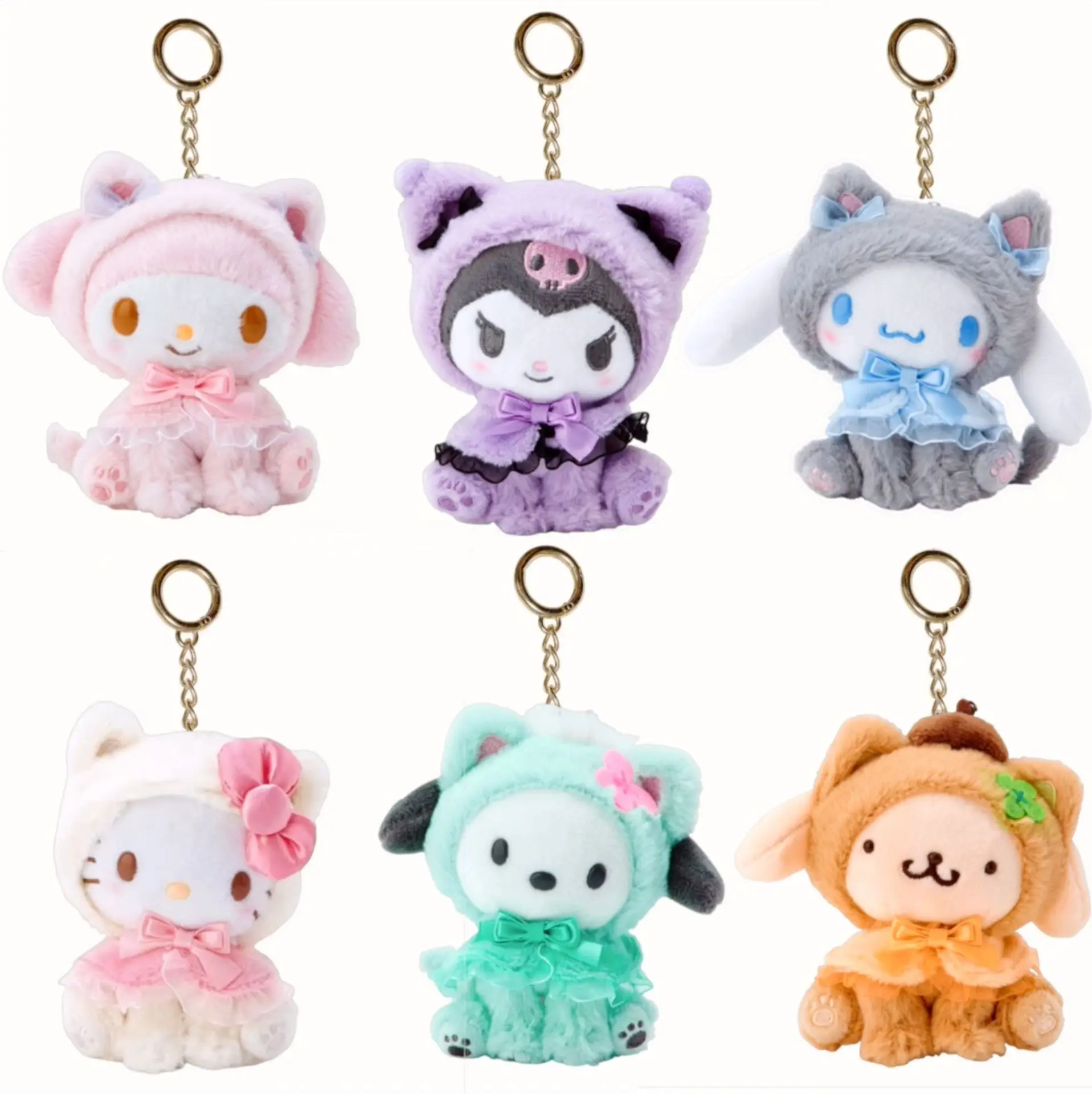 Sanrio Cross Dressing Kuromi My Melody Hello Kitty Keychain Pendant Bag Accessories Christmas Gift Kawaii Anime