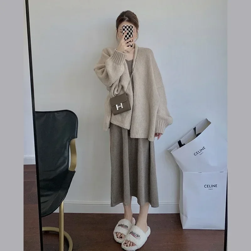 

Korean Style Solid Loose Knit Cardigan Sweater For Women Autumn Winter Fashion Women's Jacket Coat Y2k Japan Streetwear