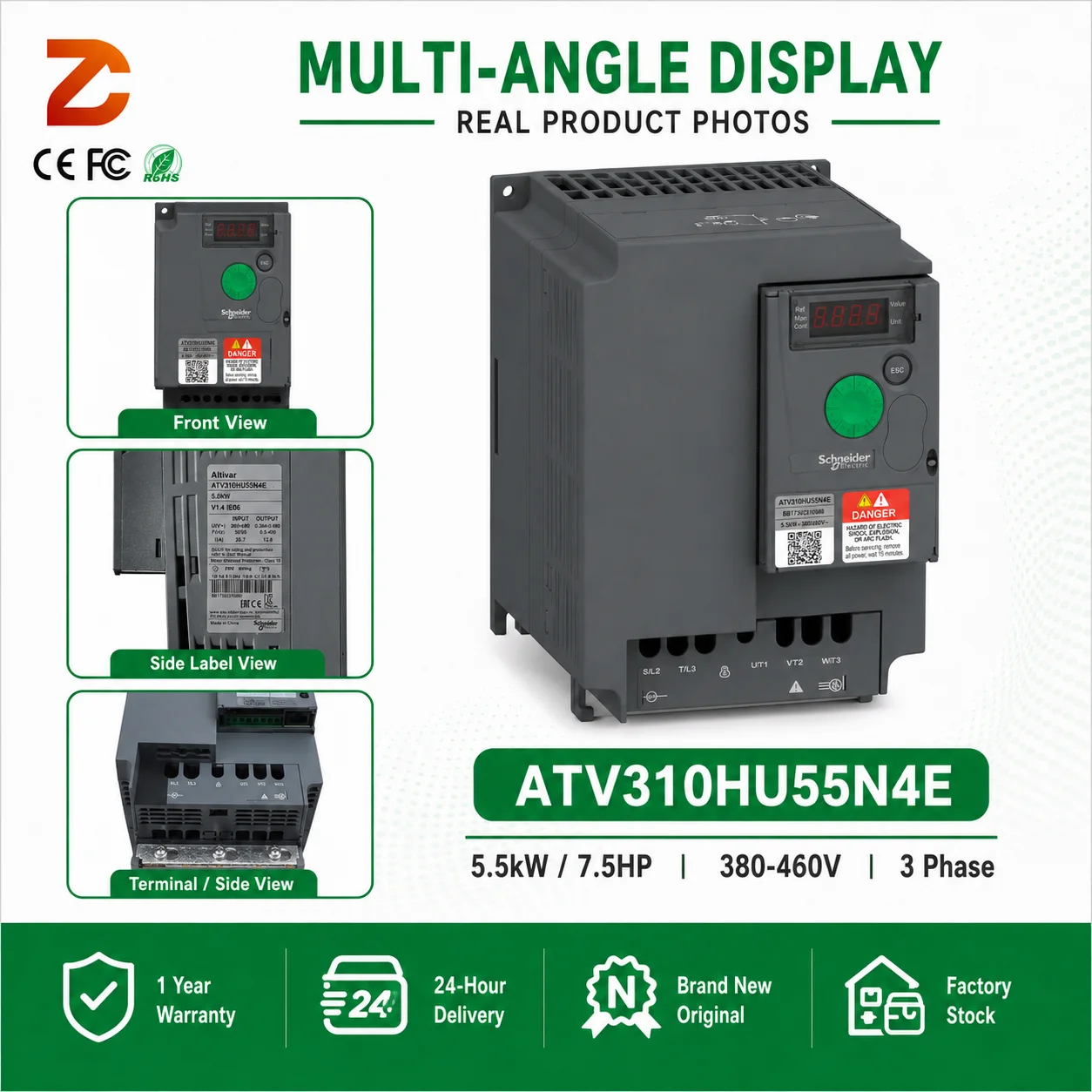 Original  ATV310HU55N4E Modbus RS485 Variable Frequency Drive 5.5kW 7.5HP 380-460V Industrial Automation AC VFD