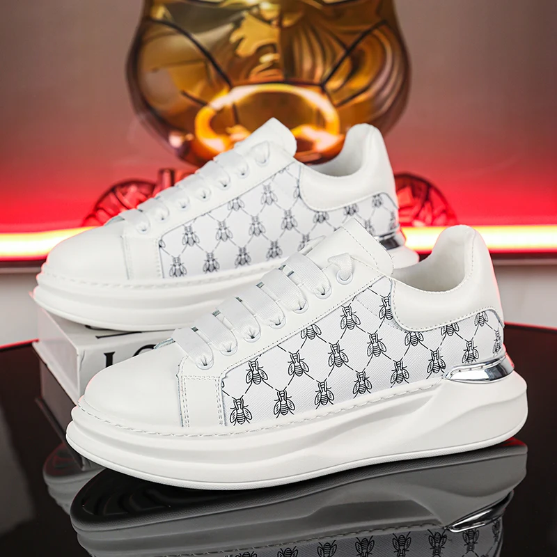 

2025Summer New Breathable Comfortable Lightweight High-Quality Genuine Leather McQueen Casual Shoes White38-43
