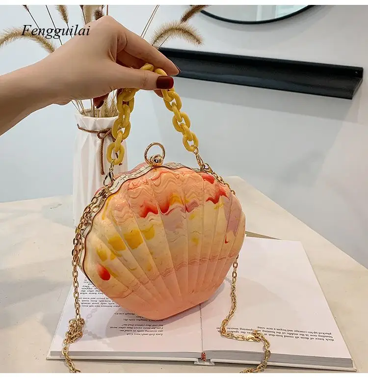 Shell Shape Party Clutch Bag Evening Bag 2021 New Elegant Crossbody Bag for Women Shoulder Chain Bag Chic Purses and Handbags