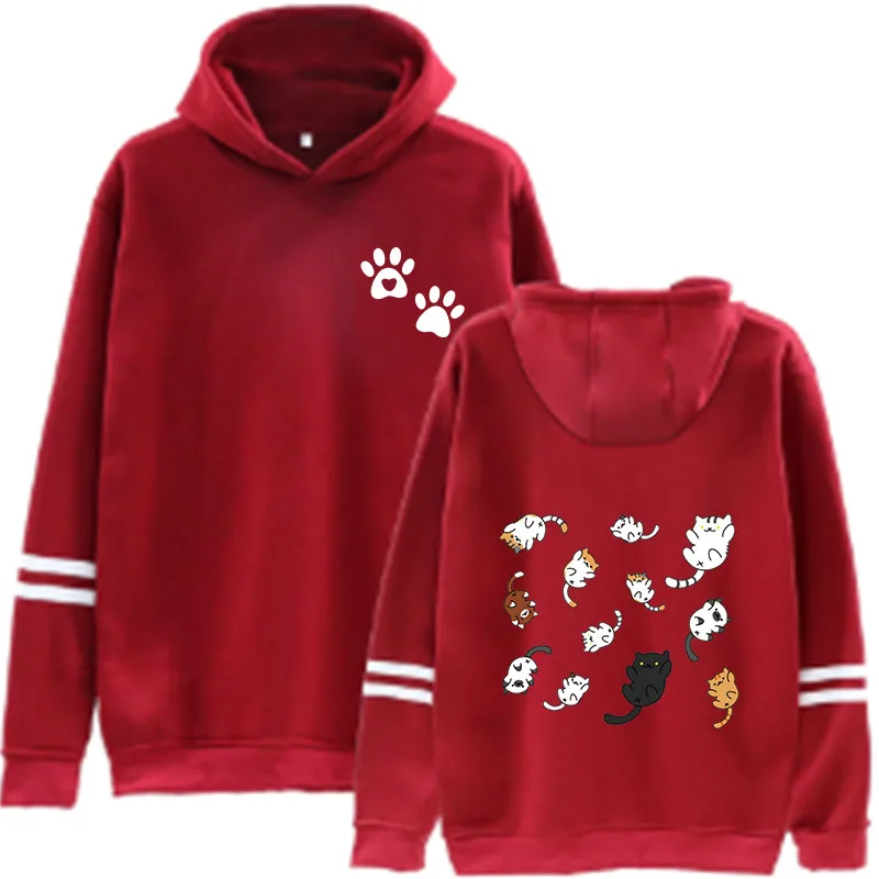 

Autumn Womens Hoodie Long-Sleeved Cat Style Cat Top Daily Striped Slim Fit Sweatshirts Solid Color Versatile Casual Tracksuit