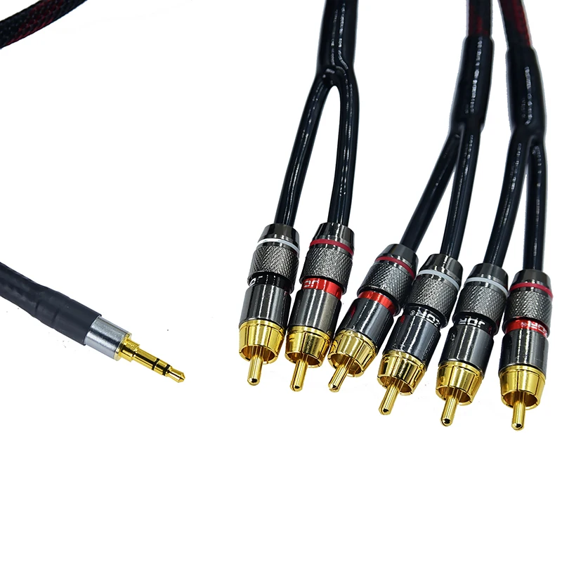 3.5MM Jack Male 1 One To Six 6 RCA Male Amplifier Cable 3.5 Turn 6 Computer With 5.1 Sound Of Speaker Audio Cord Lotus