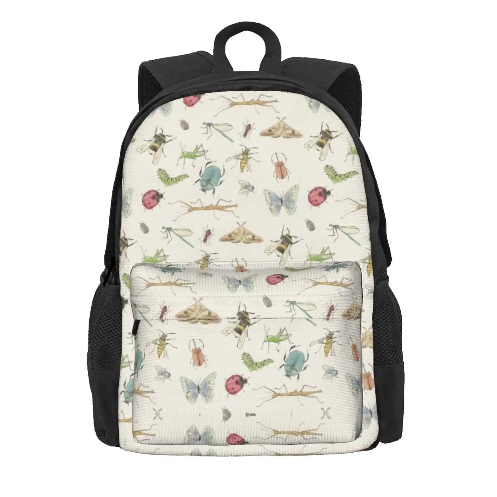 Insect Pattern Hot Sale Schoolbag Backpack Fashion Bags Insects Beetles Bugs Butterfly Moth Bumble Bee Vintage College Detailed