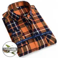 Camisas a cuadros de franela a la moda para hombre, blusa informal de algodón de manga larga, camisa suave de ajuste estándar, talla 11XL, 10XL, 9XL