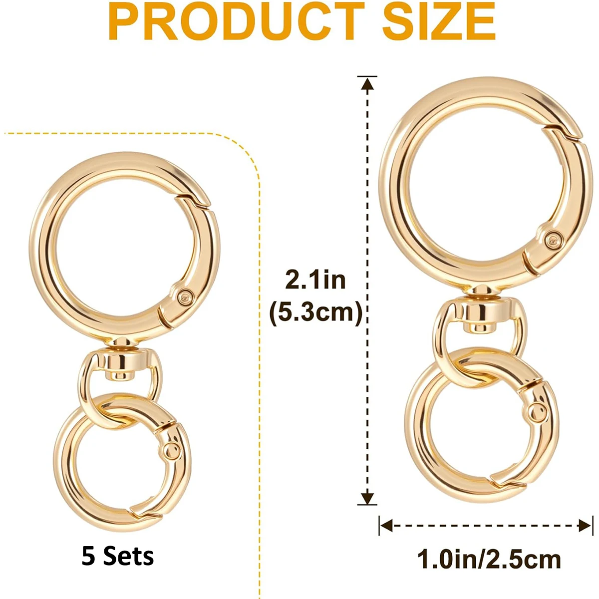 2/5/10 Sets Round Spring Snap Carabiner Clip O Rings Swivel Trigger Hook Metal Clasps Keychain for Handbag Lanyards DIY Crafts