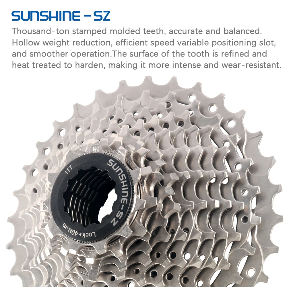 Sunshine Road Bike Cassette 8 9 10 11 12 Speed Sprocket 23 25 28 30 32 34 36T Bicycle Ratchet 11S 12S K7 for Shimano Cycling - view 5