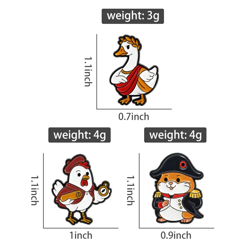 Cartoon Animal Cos History Character Enamel Pins Hamster Cos Soldier Goose Cos The Roman Style Sage Leader Brooches Lapel Badges