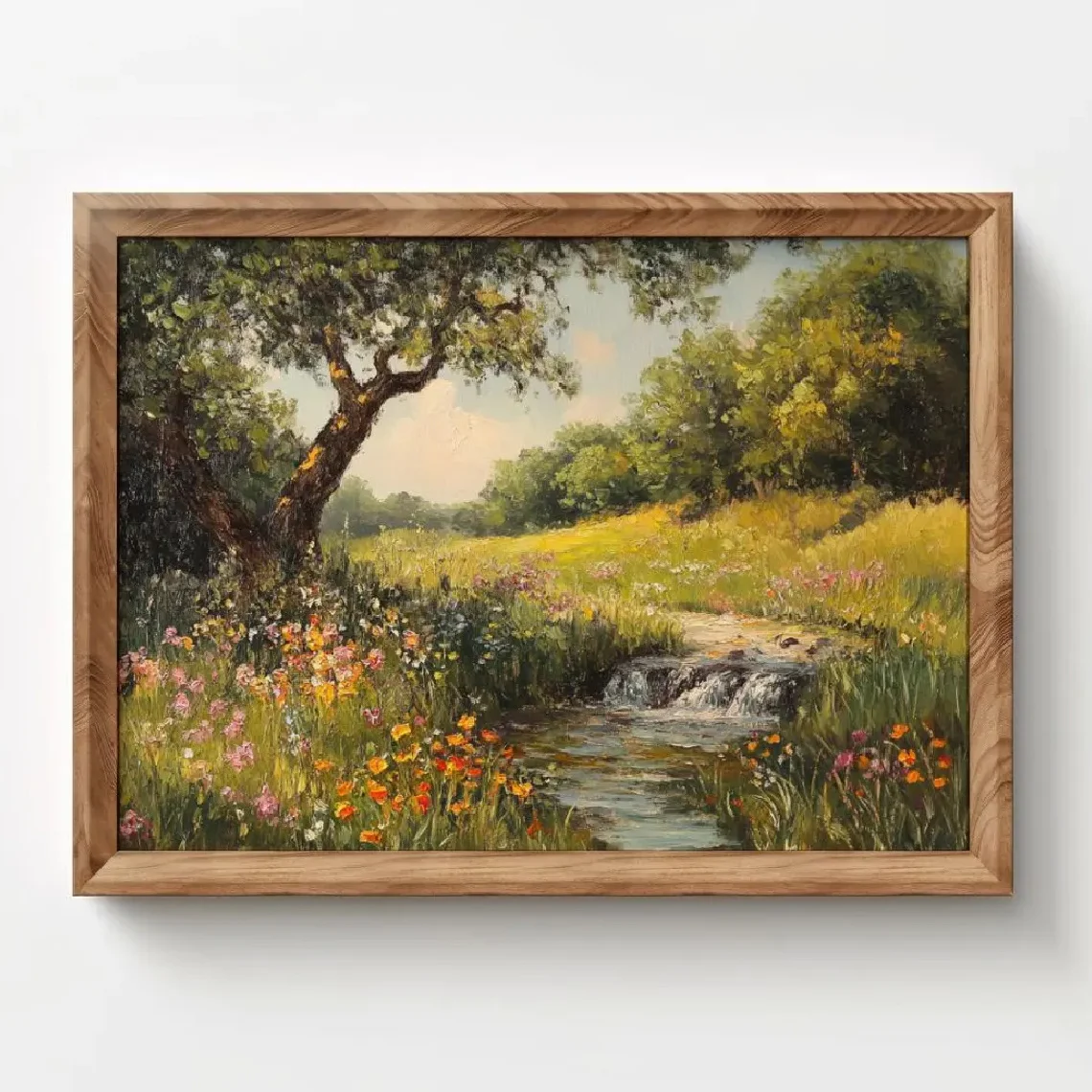 [Ideal Gift] 2D Flat, 2D Flat, 1pc Wall Decoration, Retro Poster Featuring Spring Wildflowers, Canvas Painting of a Floral La