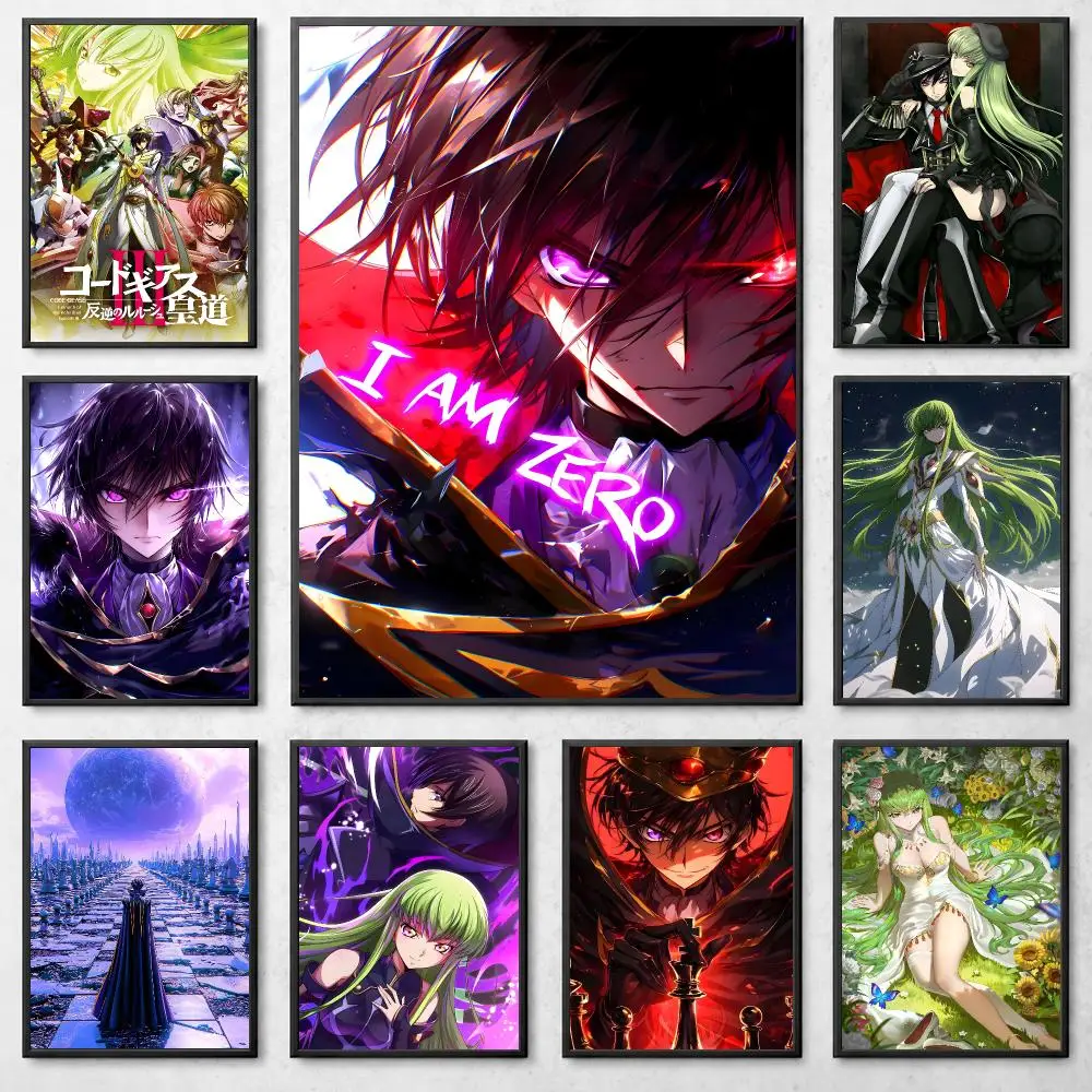 Anime Mecha C-Code Geass Poster Self Adhesive Art Poster Bedroom Dorm Gaming Room Decor Gift