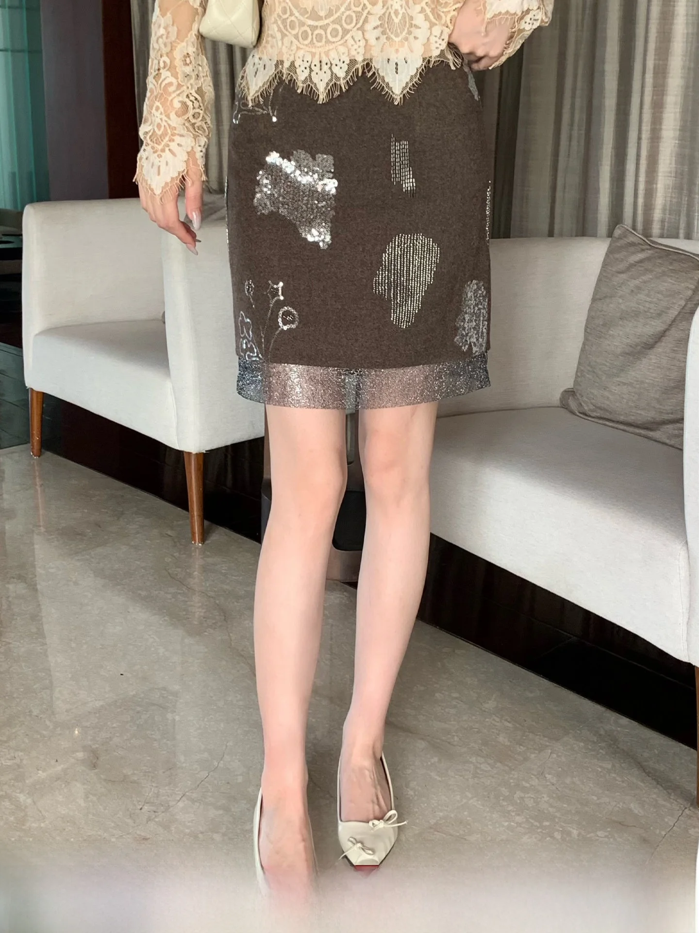 

Новая женская юбка А-силуэта Kun Star Moon Night с пайетками, высокая талия, весенняя коллекция, полиэстер