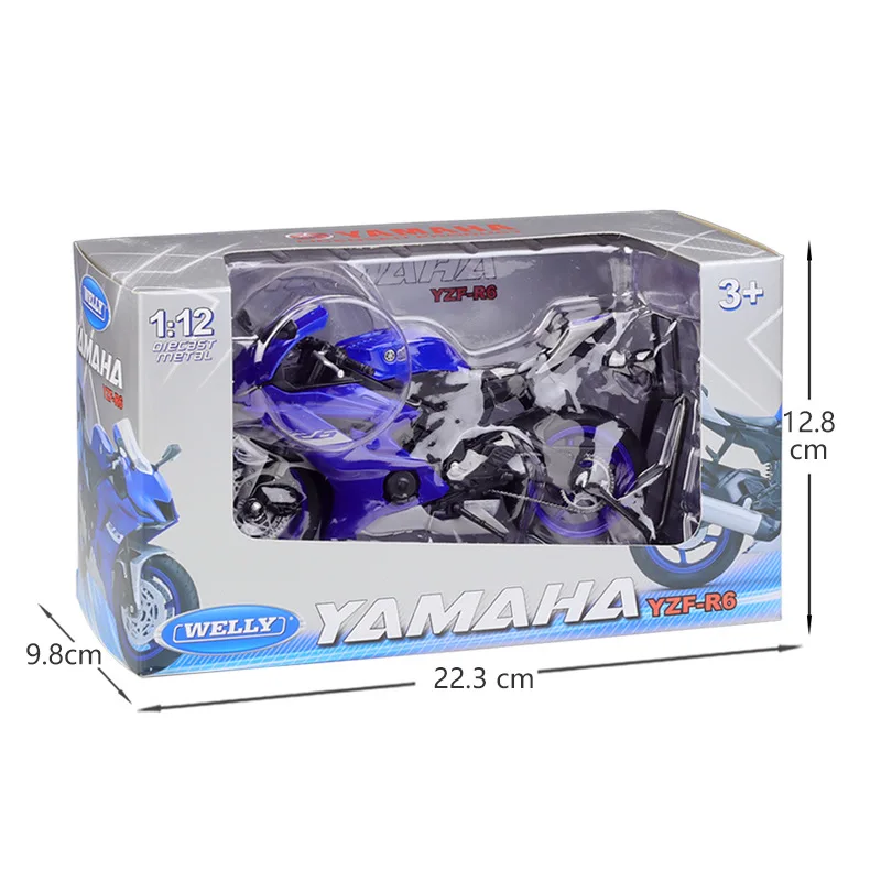 WELLY 다이캐스트 1/12 스케일 야마하 오토바이 모델 자동차 야마하 2020 YZF R6 합금 자동차 모델 장난감 소년 오리지널 박스
