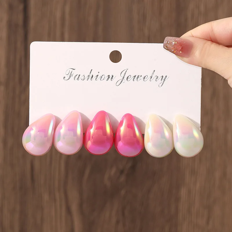 أقراط بوهيمية مكتنزة على شكل قطرة ماء للنساء ، لون معدني سميك ، أقراط ممزقة أكريليك ، مجوهرات حفلات ، 3 ، جديدة #3