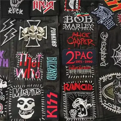 Band Rock Clothes Badges Iron On Patches Appliques Embroidered Music Punk Stripes for Clothes Jacket Jeans Diy Decoration