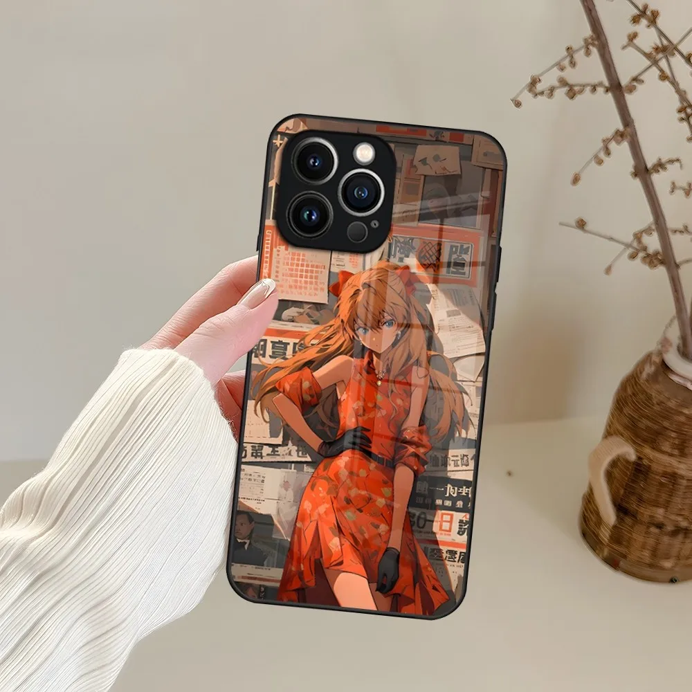 EVAs Anime Asuka Phone Case For iPhone 15 13 14 12 11 Pro XS Max Plus Mini X XR 8 7 6s SE2020 Tempered Glass Coque