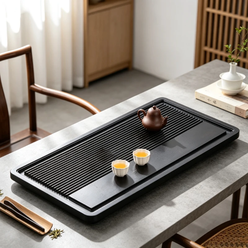 Plateau à thé rectangulaire en bambou avec égouttoir, planche de séchage pour infusion, pour bureau, service de thé Gongfu, table de service, décoration de bureau de luxe, plateau à thé en bambou