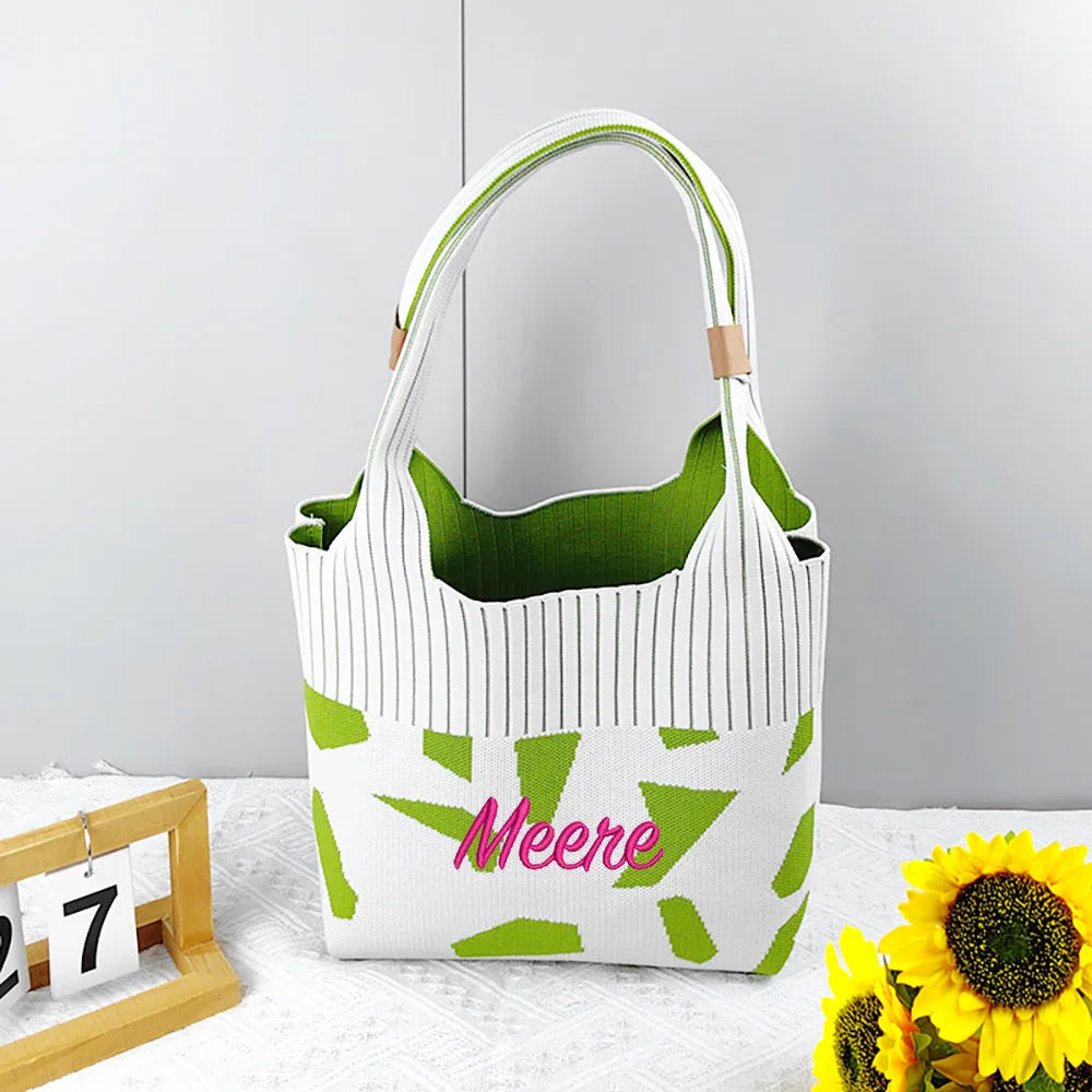 

Minimalist Design Tote Bag, Large Capacity Single Shoulder Bag, Custom Embroidery Armpit Bag, Class Commuting Knitted Tote Bag