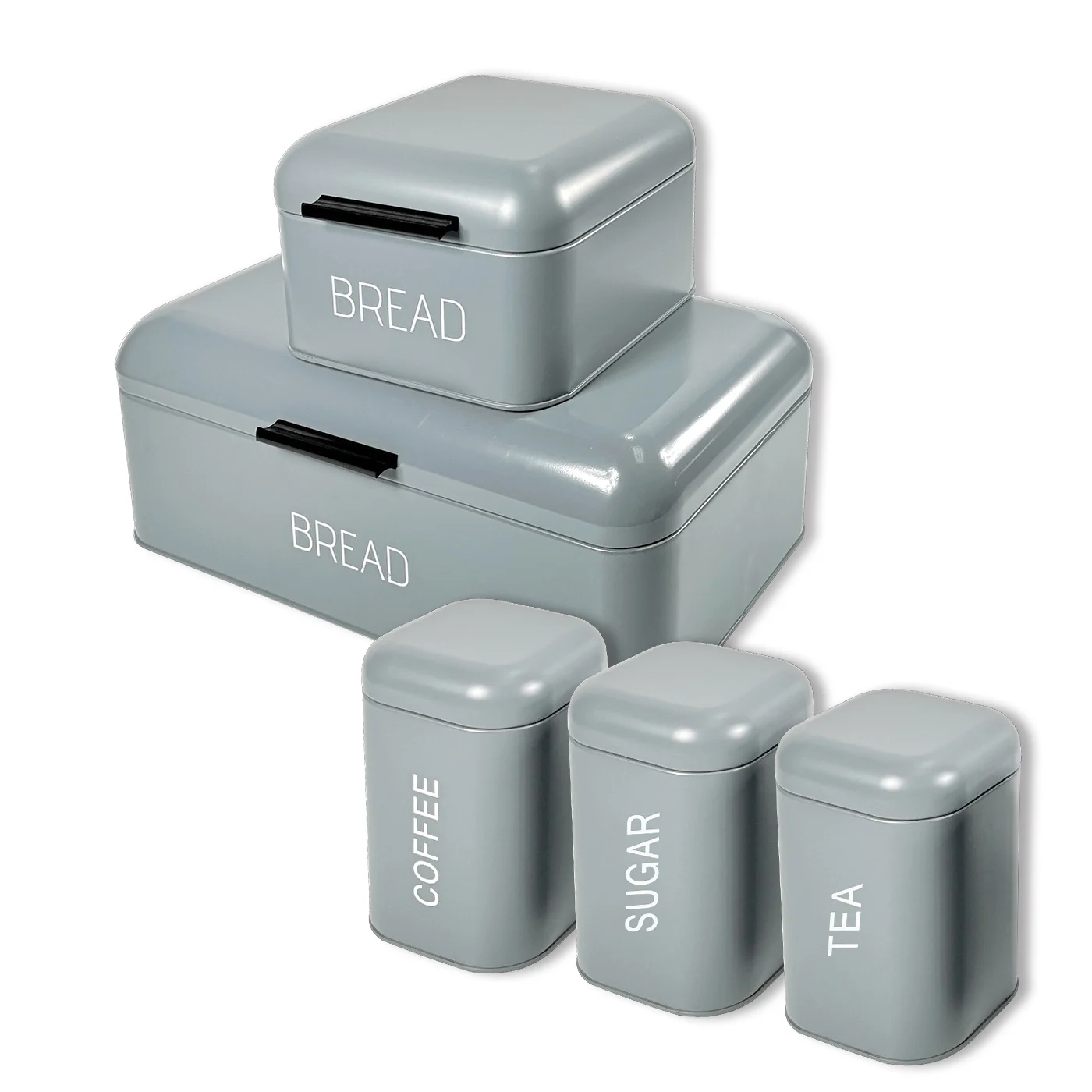

5-компонентная банка для сахара, кофе, чая, контейнер для хлеба с ручкой, светло-серый кухонный набор канистр для хранения
