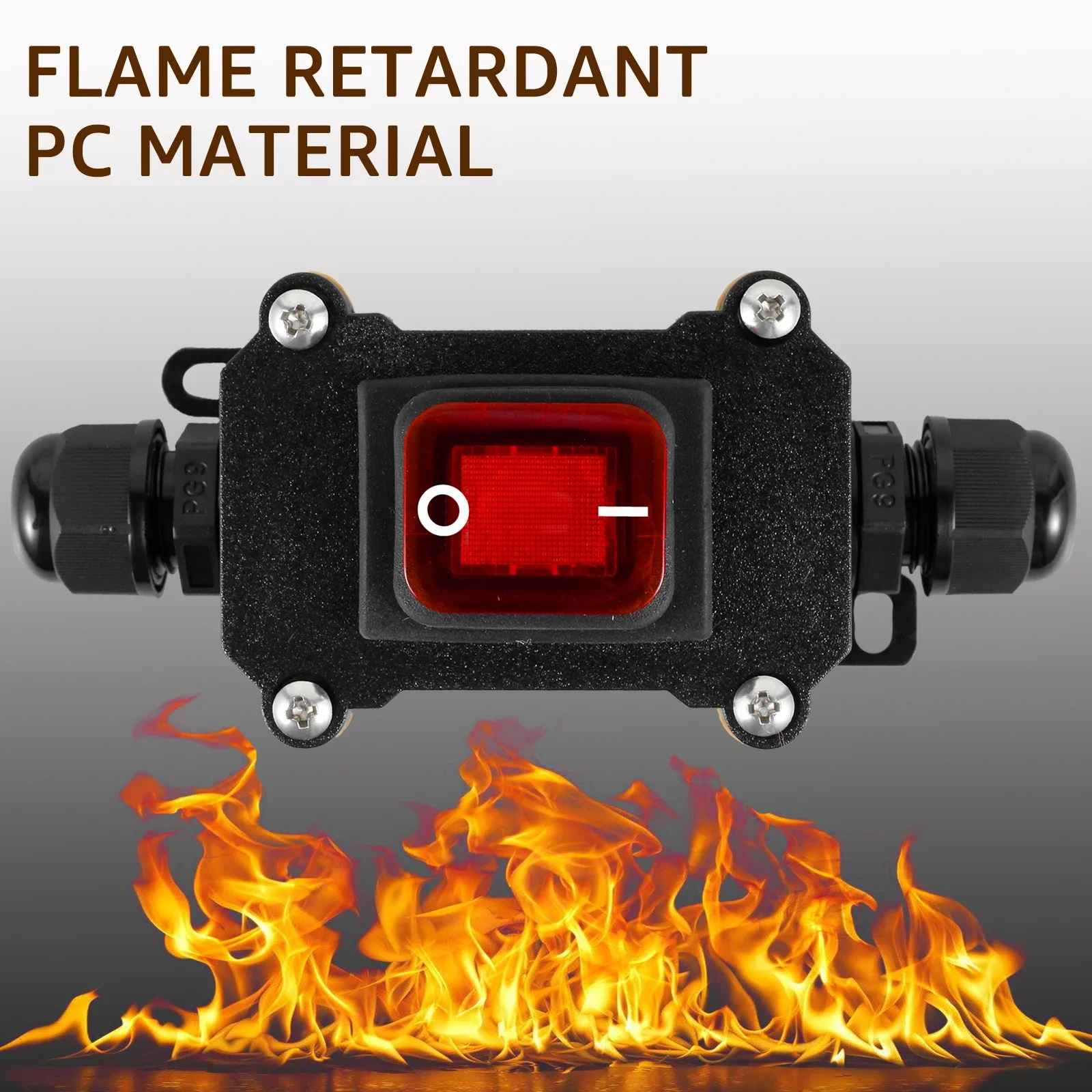 30A 220V Heavy Duty Inline Cord Switch IP65 Waterproof Power Cord Toggle Switch Button Rain Proof Outside Duty Device Switch