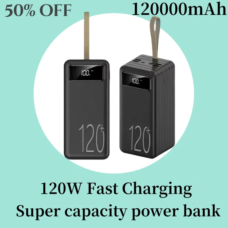 

120000mAh 66W Fast Charging Portable Power Bank Ultra-large Capacity Mobile Power Phones Backup Power for Xiaomi for Huawei