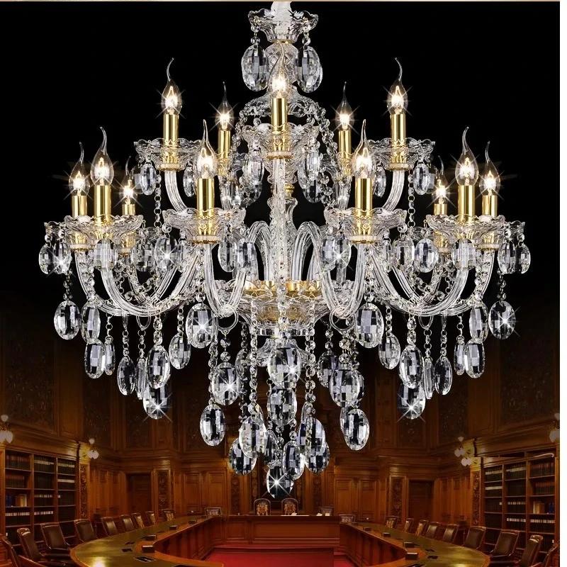 

Modern New K9 Crystal Lustres De Cristal Decoration Chandeliers And Pendants Silver/Gold 6/8/15/18 Arms for Living Room