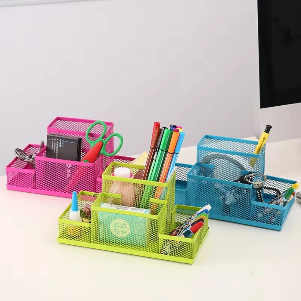 Imagem -03 - Multifuncional Desk Organizer Box Papelaria de Escritório Malha Coleção Pen Holder Material Escolar Moda Novo 1pc