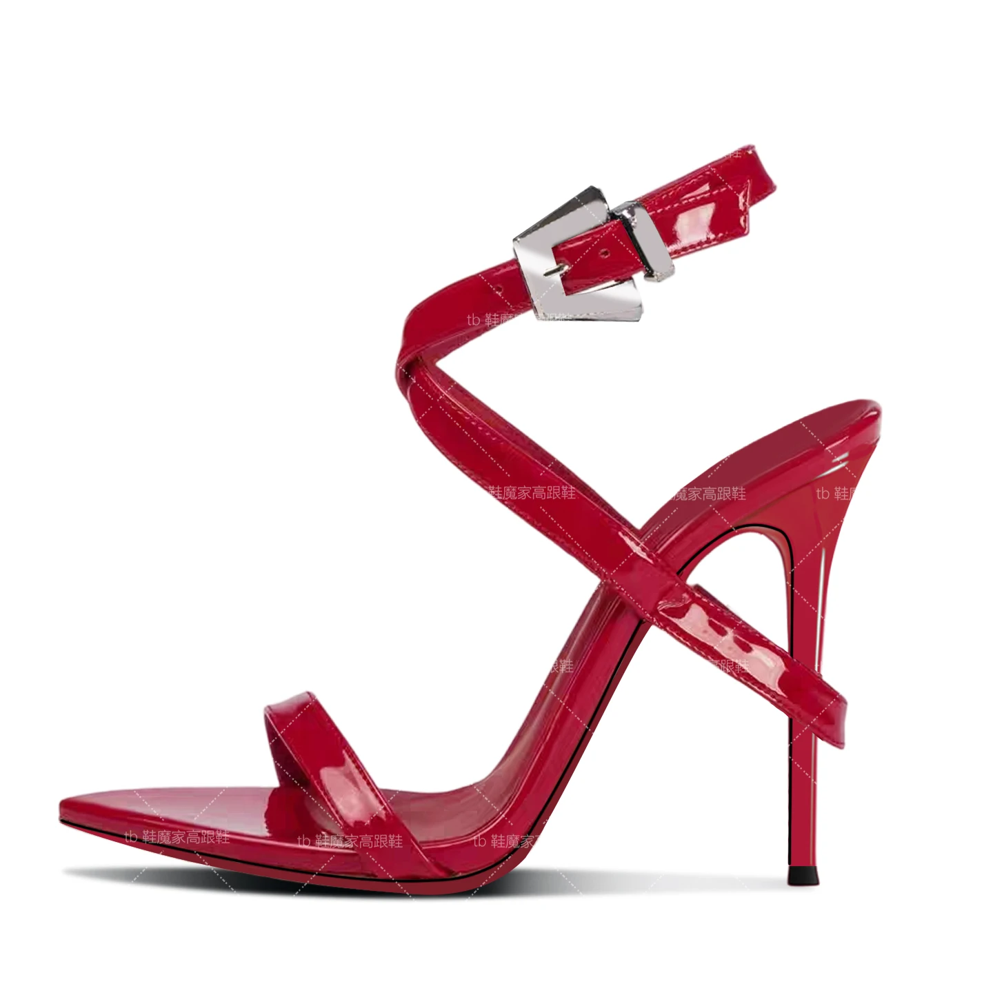 

25 New Style Pointed Toe Cross-back Sandals, Sexy Red Sole High Heels, Plus-size Women's Fashion Shoes