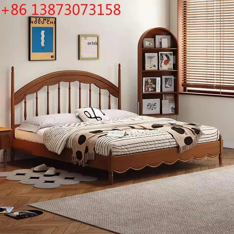 

Кровать в средневековом стиле Windsor, кровать-арфа, французский ретро-стиль, 1,8 метра, для главной спальни, мебель из ясеня, полностью из массива дерева, двуспальная кровать с местом для хранения.