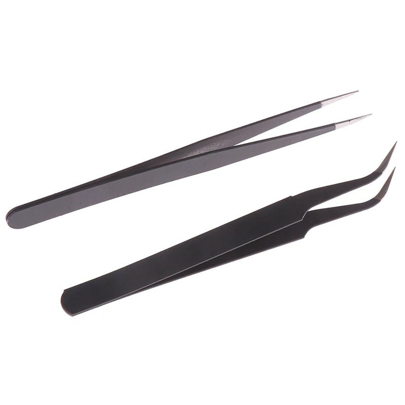 Excellent Quality Tweezers Bend+Straight New Stainless Steel Industrial Anti-static Cross Tweezers Eyelash Tweezers