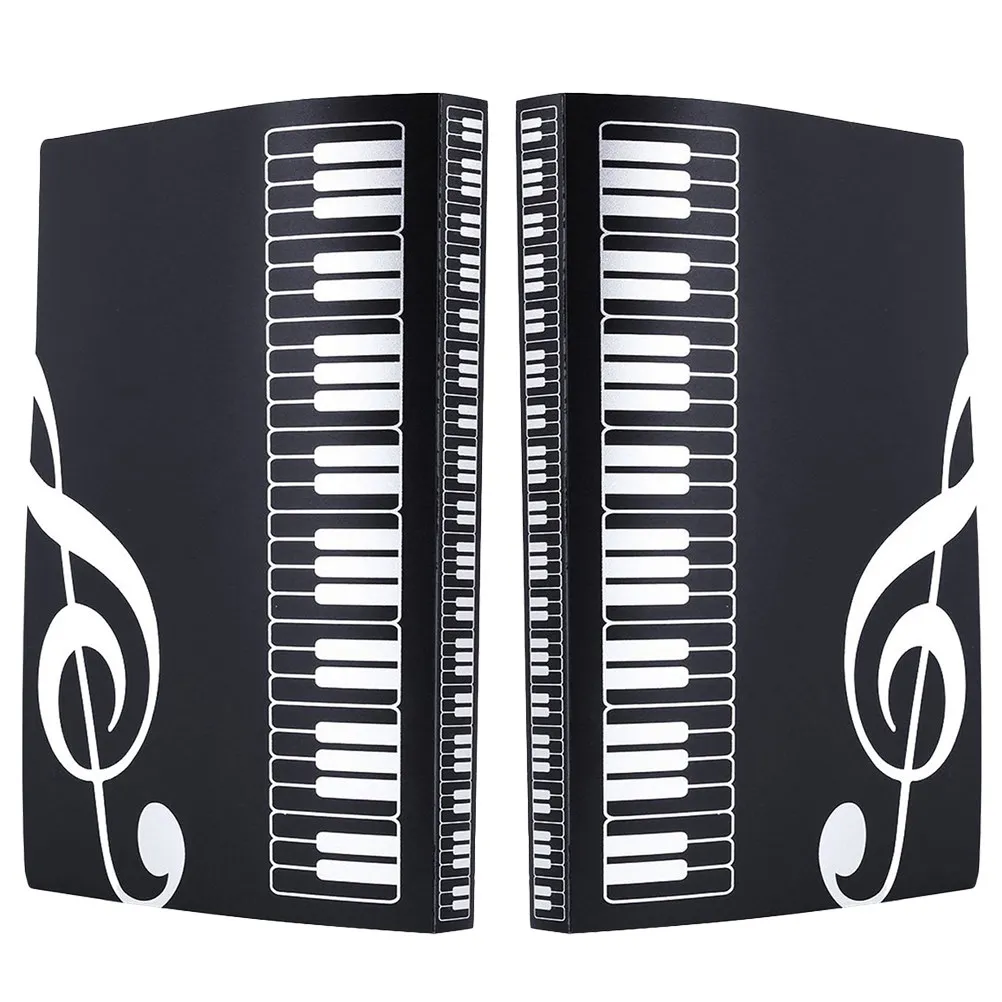 

2Pcs Music Folder File Document Organizer 40 Pages Black Creative Office Paper Holder Portable Folder for Study Work Storage