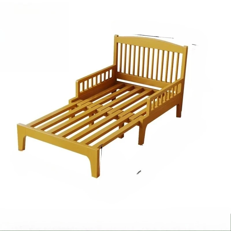 PG  retractable single bed with guardrail 90cm wide 1.2 meters solid wood bed small apartment pull-out bed