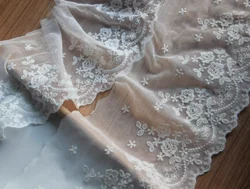 Width:13cm (5.20 inch) Good Quality Flower Cotton Lace DIY Embroidery Laces for Dress Curtain Sewing Accessories(SS-4018)