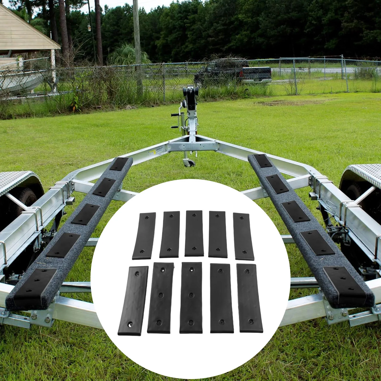 

10 Piece Black Boat Trailer Bunk Slides Pads Easier Launching Loading 3 X 10in Reduces Friction for Almost Any Bunk Trailer