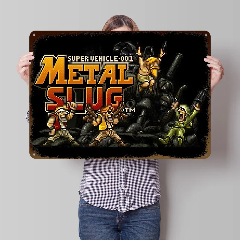 Metal Slug Game Pixel Art Lightly 3D Poster Customized Vintage Metal Signs Wall Art Retro Tin Plaque for Custom Plate Room Decor