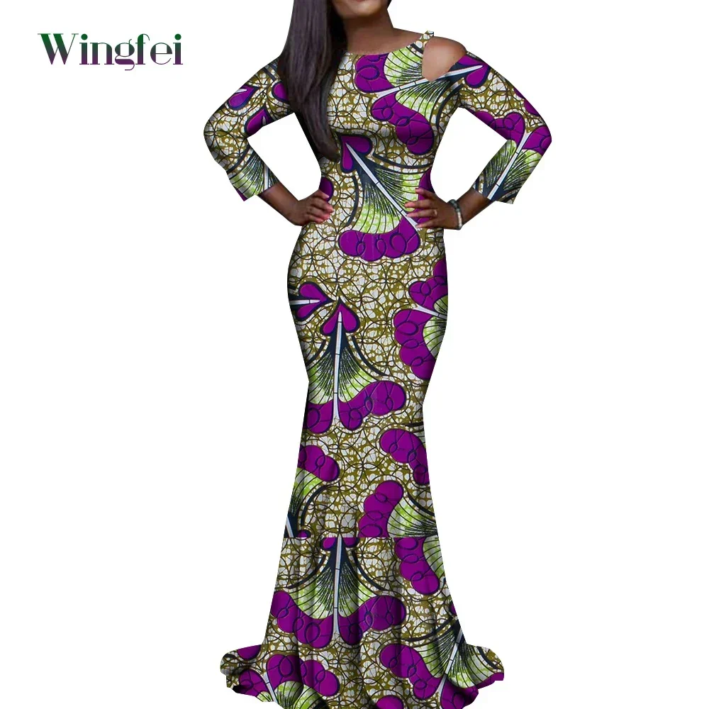 African Dresses for Women Ankara Fashion Robe Dashiki Dresses Floral Print Dashiki Lady Evening Gowns Elegant Long Dress Wy9356