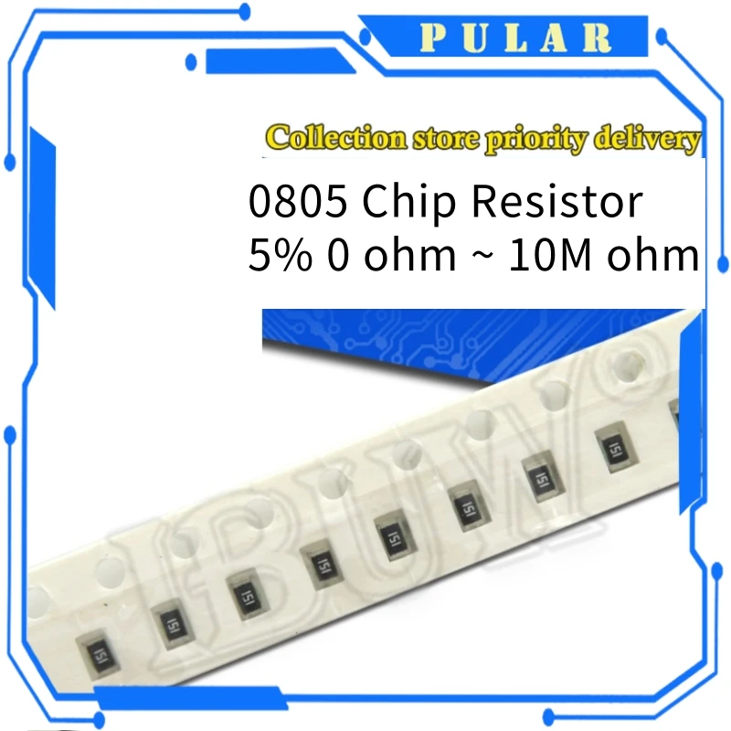 300pcs 0805 SMD resistor 5% 0R~10M 1/8W 0 1 10 100 150 220 330 ohm 1K 2.2K 10K 100K 0R 1R 3.3R 5.6R 100R 150R 220R 330R 1M 10M