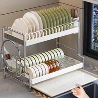 2 or 3 Tiers Drainer Of Stainless Steel Dishes Storage Sink Draining Rack Kitchen Dish Drying Rack Organizer Shelf Drain Basket