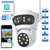 BESDER 15MP Wifi IP Camera PTZ 9MP Three Screen 180° Wide Angle Outdoor Auto Tracking CCTV Security Protection O-Kam Pro