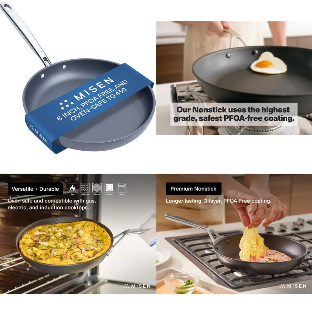 

8-дюймовая сковорода с антипригарным покрытием — сковорода премиум-класса для приготовления мяса, овощей, яиц и многого другого — прочная и долговечная кухонная сковорода